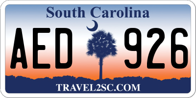 SC license plate AED926