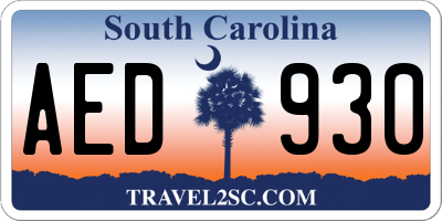 SC license plate AED930