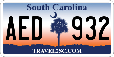 SC license plate AED932
