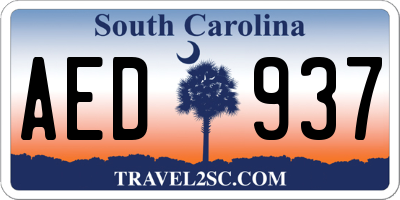 SC license plate AED937