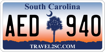 SC license plate AED940