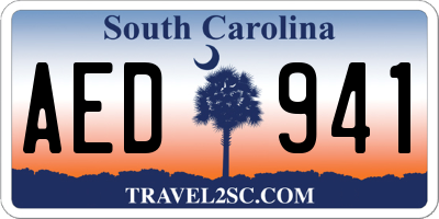 SC license plate AED941