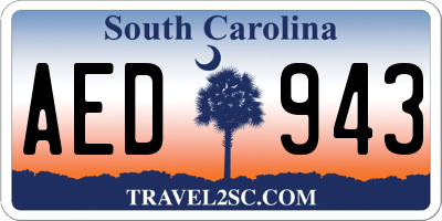 SC license plate AED943