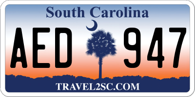 SC license plate AED947
