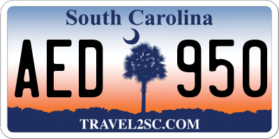 SC license plate AED950