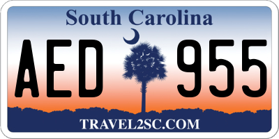 SC license plate AED955