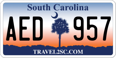 SC license plate AED957