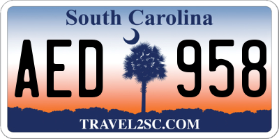 SC license plate AED958
