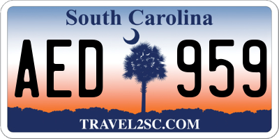 SC license plate AED959