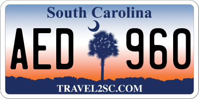 SC license plate AED960