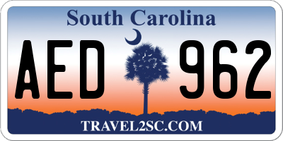 SC license plate AED962