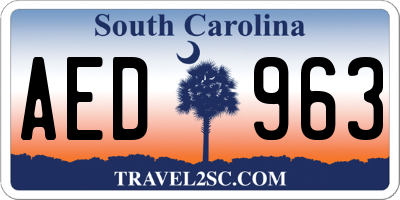 SC license plate AED963