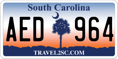 SC license plate AED964