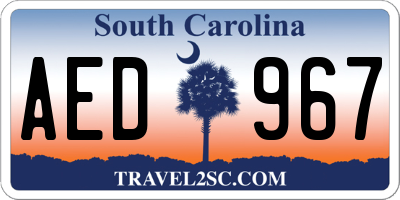 SC license plate AED967