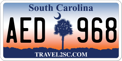 SC license plate AED968