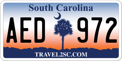 SC license plate AED972