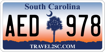 SC license plate AED978