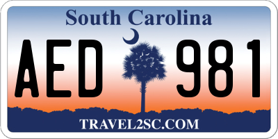 SC license plate AED981