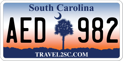SC license plate AED982