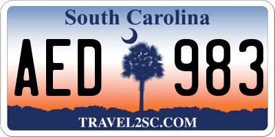 SC license plate AED983