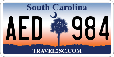SC license plate AED984