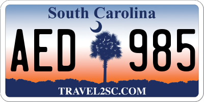 SC license plate AED985