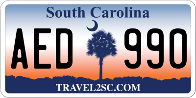 SC license plate AED990