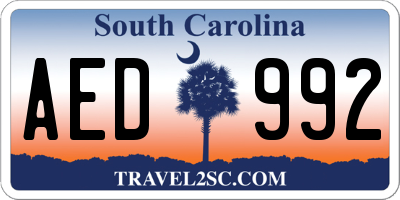 SC license plate AED992
