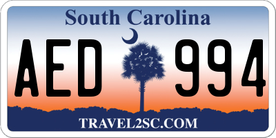 SC license plate AED994