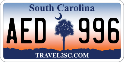 SC license plate AED996