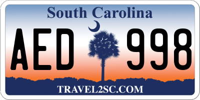 SC license plate AED998