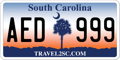 SC license plate AED999