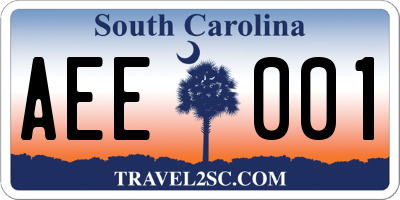 SC license plate AEE001