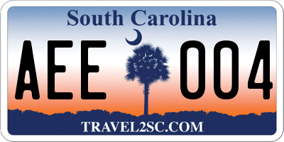 SC license plate AEE004