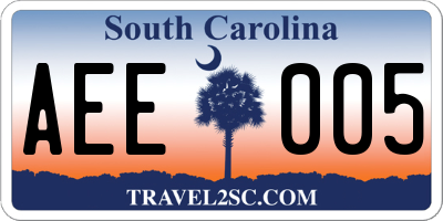 SC license plate AEE005