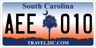 SC license plate AEE010