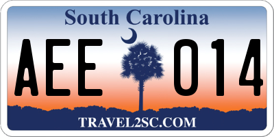 SC license plate AEE014