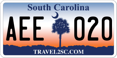 SC license plate AEE020