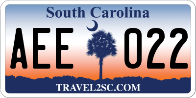 SC license plate AEE022