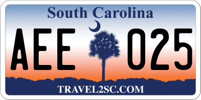 SC license plate AEE025