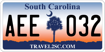 SC license plate AEE032