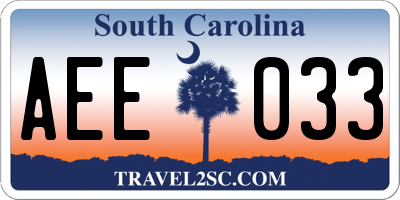 SC license plate AEE033