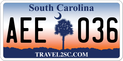 SC license plate AEE036