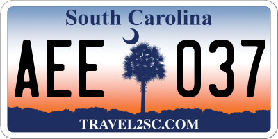 SC license plate AEE037
