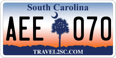 SC license plate AEE070