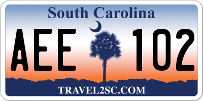 SC license plate AEE102
