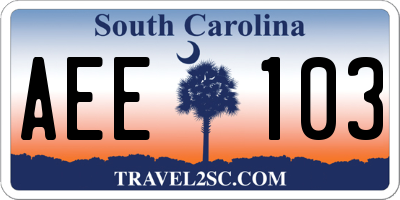 SC license plate AEE103