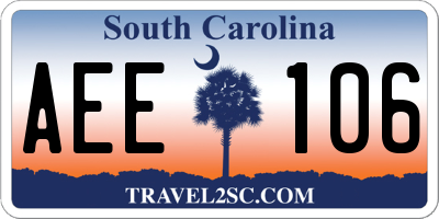 SC license plate AEE106