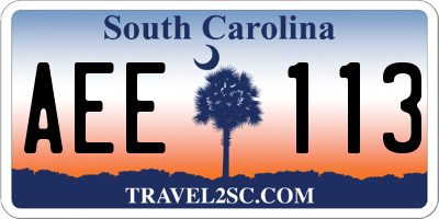 SC license plate AEE113