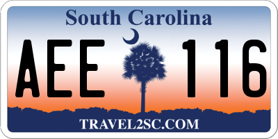 SC license plate AEE116